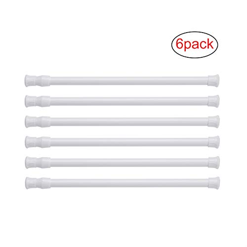 Black 6 Packs KAMSPARK Small Tension Rods for Cupboards Closets Refrigerator Cabinets RV Trailer Refrigerator Bar 11.8 to 19.6 Inches